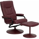 Flash Furniture Contemporary Burgundy Leather Recliner and Ottoman with Leather Wrapped Base [BT-7862-BURG-GG] width=