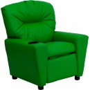 Flash Furniture Contemporary Green Vinyl Kids Recliner with Cup Holder [BT-7950-KID-GRN-GG] width=