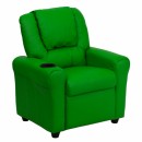 Flash Furniture Contemporary Green Vinyl Kids Recliner with Cup Holder and Headrest [DG-ULT-KID-GRN-GG] width=
