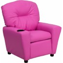 Flash Furniture Contemporary Hot Pink Vinyl Kids Recliner with Cup Holder [BT-7950-KID-HOT-PINK-GG] width=