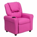 Flash Furniture Contemporary Hot Pink Vinyl Kids Recliner with Cup Holder and Headrest [DG-ULT-KID-HOT-PINK-GG] width=