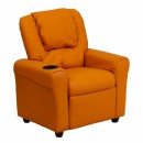 Flash Furniture Contemporary Orange Vinyl Kids Recliner with Cup Holder and Headrest [DG-ULT-KID-ORANGE-GG] width=