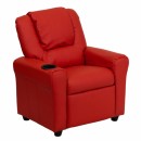 Flash Furniture Contemporary Red Vinyl Kids Recliner with Cup Holder and Headrest [DG-ULT-KID-RED-GG] width=