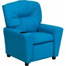 Flash Furniture Contemporary Turquoise Vinyl Kids Recliner with Cup Holder [BT-7950-KID-TURQ-GG] width=