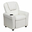 Flash Furniture Contemporary White Vinyl Kids Recliner with Cup Holder and Headrest [DG-ULT-KID-WHITE-GG] width=