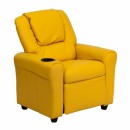 Flash Furniture Contemporary Yellow Vinyl Kids Recliner with Cup Holder and Headrest [DG-ULT-KID-YEL-GG] width=