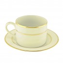 10 Strawberry Street CGLD0009 Cream Double Gold Can Cup and Saucer 6 oz. - Case of 24 width=