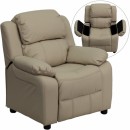 Flash Furniture Deluxe Heavily Padded Contemporary Beige Vinyl Kids Recliner with Storage Arms [BT-7985-KID-BGE-GG]