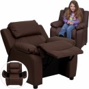 Flash Furniture Deluxe Heavily Padded Contemporary Brown Leather Kids Recliner with Storage Arms [BT-7985-KID-BRN-LEA-GG] width=