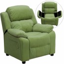 Flash Furniture Deluxe Heavily Padded Contemporary Avocado Microfiber Kids Recliner with Storage Arms [BT-7985-KID-MIC-AVO-GG] width=
