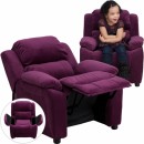Flash Furniture Deluxe Heavily Padded Contemporary Purple Microfiber Kids Recliner with Storage Arms [BT-7985-KID-MIC-PUR-GG] width=