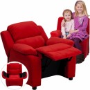 Flash Furniture Deluxe Heavily Padded Contemporary Red Microfiber Kids Recliner with Storage Arms [BT-7985-KID-MIC-RED-GG] width=