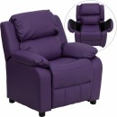 Flash Furniture Deluxe Heavily Padded Contemporary Purple Vinyl Kids Recliner with Storage Arms [BT-7985-KID-PUR-GG] width=