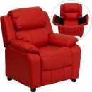 Flash Furniture Deluxe Heavily Padded Contemporary Red Vinyl Kids Recliner with Storage Arms [BT-7985-KID-RED-GG] width=