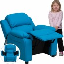 Flash Furniture Deluxe Heavily Padded Contemporary Turquoise Vinyl Kids Recliner with Storage Arms [BT-7985-KID-TURQ-GG] width=