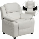 Flash Furniture Deluxe Heavily Padded Contemporary White Vinyl Kids Recliner with Storage Arms [BT-7985-KID-WHITE-GG] width=
