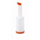 Winco PPB-1O Liquor and Juice Multi Pour with Spout and Lid, Orange 1 Qt. width=