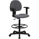 Flash Furniture Gray Fabric Ergonomic Drafting Stool with Arms [BT-659-GRY-ARMS-GG] width=