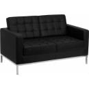 Flash Furniture HERCULES Lacey Series Flash Furniture Contemporary Black Leather Love Seat with Stainless Steel Frame [ZB-LACEY-831-2-LS-BK-GG] width=