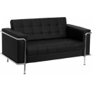 Flash Furniture HERCULES Lesley Series Flash Furniture Contemporary Black Leather Love Seat with Encasing Frame [ZB-LESLEY-8090-LS-BK-GG] width=