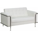 Flash Furniture HERCULES Lesley Series Flash Furniture Contemporary White Leather Love Seat with Encasing Frame [ZB-LESLEY-8090-LS-WH-GG] width=