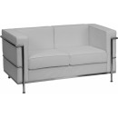 Flash Furniture HERCULES Regal Series Flash Furniture Contemporary White Leather Love Seat with Encasing Frame [ZB-REGAL-810-2-LS-WH-GG] width=