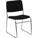 Flash Furniture HERCULES Series 1500 lb. Capacity Black Fabric High Density Stacking Chair with Chrome Sled Base [XU-8700-CHR-B-30-GG] width=