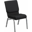 Flash Furniture HERCULES Series 18.5'' Wide Black Patterned with 4.25'' Thick Seat Stacking Church Chair - Silver Vein Frame [FD-CH02185-SV-JP02-GG] width=