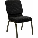 Flash Furniture HERCULES Series 18.5'' Wide Black Dot Patterned Stacking Church Chair with 4.25'' Thick Seat - Gold Vein Frame [XU-CH-60096-BK-GG] width=