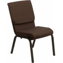 Flash Furniture HERCULES Series 18.5'' Wide Brown Stacking Church Chair with 4.25'' Thick Seat - Gold Vein Frame [XU-CH-60096-BN-GG] width=