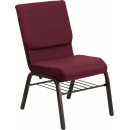 Flash Furniture HERCULES Series 18.5'' Wide Burgundy Patterned Church Chair with 4.25'' Thick Seat Book Rack - Gold Vein Frame [XU-CH-60096-BYXY56-BAS-GG] width=