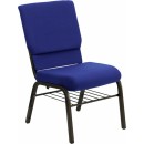 Flash Furniture HERCULES Series 18.5'' Wide Navy Blue Church Chair with 4.25'' Thick Seat Book Rack - Gold Vein Frame [XU-CH-60096-NVY-BAS-GG] width=