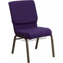 Flash Furniture HERCULES Series 18.5'' Wide Royal Purple Church Chair with 4.25'' Thick Seat, Communion Cup Book Rack - Gold Vein Frame [FD-CH02185-GV-ROY-BAS-GG] width=