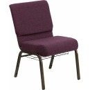 Flash Furniture HERCULES Series 21'' Extra Wide Plum Church Chair with 4'' Thick Seat, Communion Cup Book Rack - Gold Vein Frame [FD-CH0221-4-GV-005-BAS-GG] width=