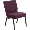 Flash Furniture HERCULES Series 21'' Extra Wide Plum Stacking Church Chair with 4'' Thick Seat - Gold Vein Frame [FD-CH0221-4-GV-005-GG] width=
