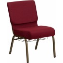 Flash Furniture HERCULES Series 21'' Extra Wide Burgundy Church Chair with 4'' Thick Seat, Communion Cup Book Rack - Gold Vein Frame [FD-CH0221-4-GV-3169-BAS-GG] width=