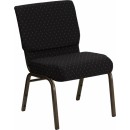 Flash Furniture HERCULES Series 21'' Extra Wide Black Dot Patterned Stacking Church Chair with 4'' Thick Seat - Gold Vein Frame [FD-CH0221-4-GV-S0806-GG] width=