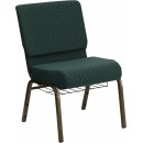 Flash Furniture HERCULES Series 21'' Extra Wide Hunter Green Dot Patterned Church Chair with 4'' Thick Seat, Communion Cup Book Rack - Gold Vein Frame [FD-CH0221-4-GV-S0808-BAS-GG] width=