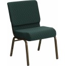 Flash Furniture HERCULES Series 21'' Extra Wide Hunter Green Dot Patterned Stacking Church Chair with 4'' Thick Seat - Gold Vein Frame [FD-CH0221-4-GV-S0808-GG] width=