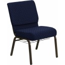 Flash Furniture HERCULES Series 21'' Extra Wide Navy Blue Dot Patterned Church Chair with 4'' Thick Seat, Communion Cup Book Rack - Gold Vein Frame [FD-CH0221-4-GV-S0810-BAS-GG] width=