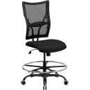 Flash Furniture HERCULES Series 400 lb. Capacity Big & Tall Black Mesh Drafting Stool [WL-5029SYG-D-GG] width=