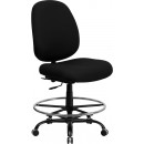 Flash Furniture HERCULES Series 400 lb. Capacity Big and Tall Black Fabric Drafting Stool with Extra WIDE Seat [WL-715MG-BK-D-GG] width=