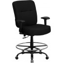 Flash Furniture HERCULES Series 400 lb. Capacity Big & Tall Black Fabric Drafting Stool with Arms and Extra WIDE Seat [WL-735SYG-BK-AD-GG] width=