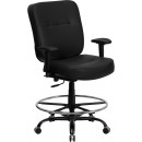 Flash Furniture HERCULES Series 400 lb. Capacity Big & Tall Black Leather Drafting Stool with Arms and Extra WIDE Seat [WL-735SYG-BK-LEA-AD-GG] width=
