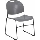 Flash Furniture HERCULES Series 880 lb. Capacity Gray High Density, Ultra Compact Stack Chair with Black Frame [RUT-188-GY-GG] width=