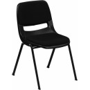 Flash Furniture HERCULES Series 880 lb. Capacity Black Ergonomic Shell Stack Chair with Padded Seat and Back [RUT-EO1-01-PAD-GG] width=