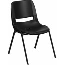 Flash Furniture HERCULES Series 880 lb. Capacity Black Ergonomic Shell Stack Chair [RUT-EO1-BK-GG] width=