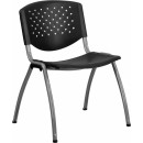 Flash Furniture HERCULES Series 880 lb. Capacity Black Polypropylene Stack Chair with Titanium Frame Finish [RUT-F01A-BK-GG] width=
