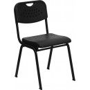Flash Furniture HERCULES Series 880 lb. Capacity Black Plastic Stack Chair with Black Powder Coated Frame [RUT-GK01-BK-GG] width=