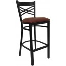 Flash Furniture HERCULES Series Black ''X'' Back Metal Restaurant Bar Stool with Burgundy Vinyl Seat [XU-6F8BXBK-BAR-BURV-GG] width=